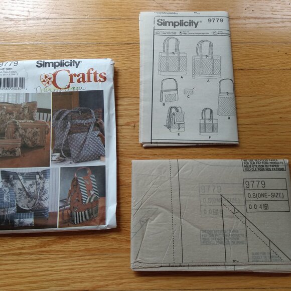 Vintage Bag Sewing Pattern Purse Backpack Tote Simplicity 9779 Carryall - Picture 10 of 11